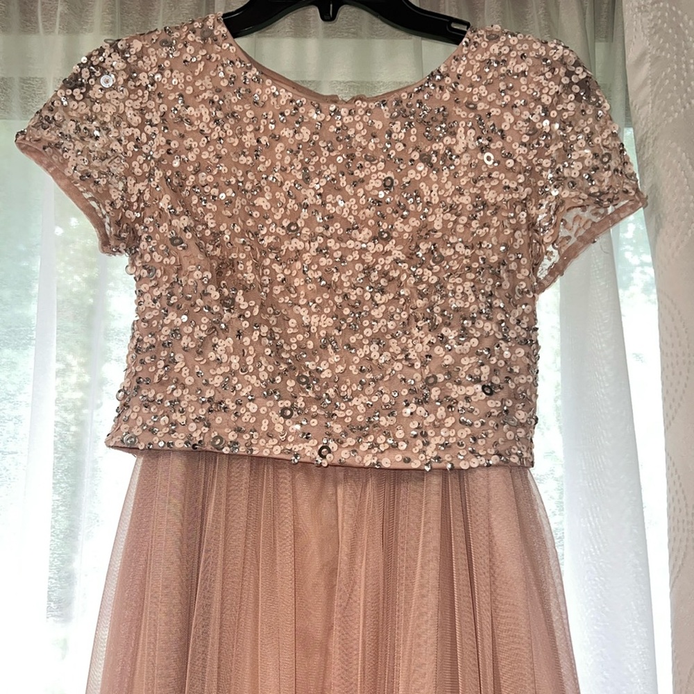 Rose Gold / Blush 2 Piece. sequined Shirt & tulle skirt.